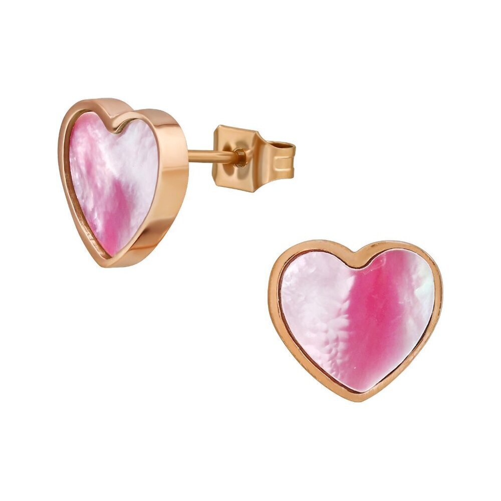 Rose Gold Stainless Steel Heart Shell Stud Earrings
